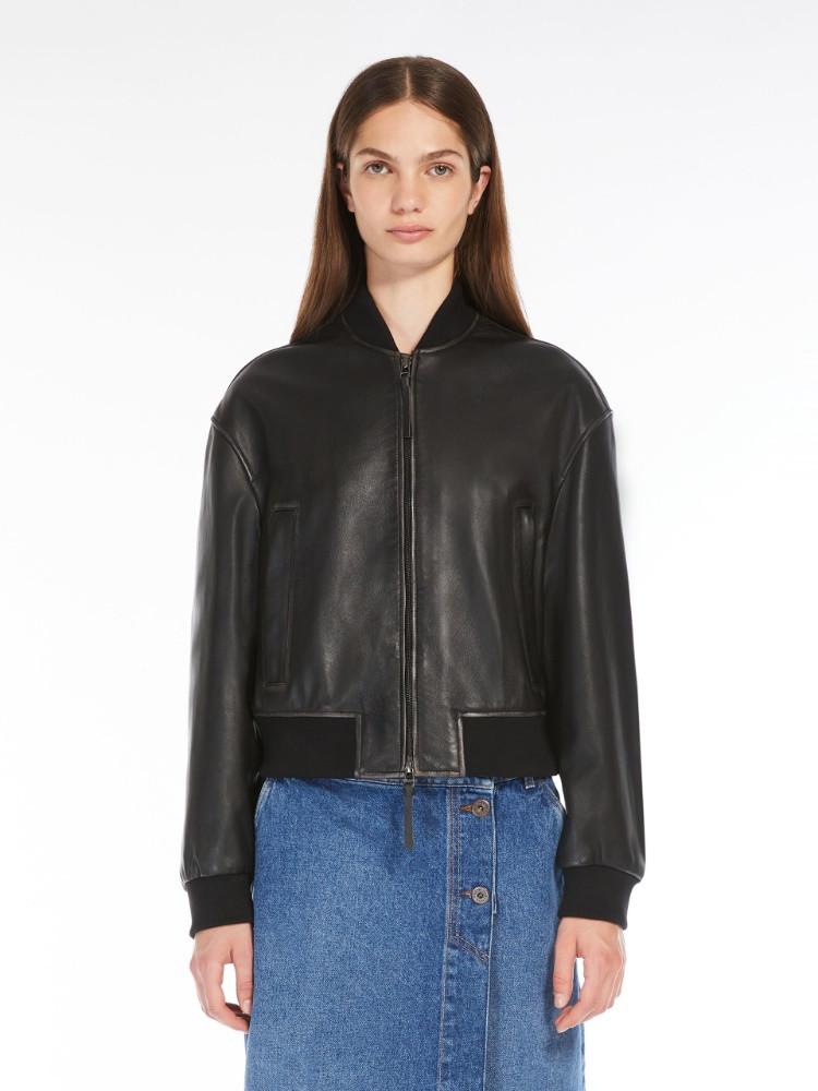 24FW 위크엔드 막스마라 HILTEX 나파 가죽 봄버 재킷 002 블랙 MAX MARA HILTEX NAPPA LEATHER BOMBER JACKET (2컬러)