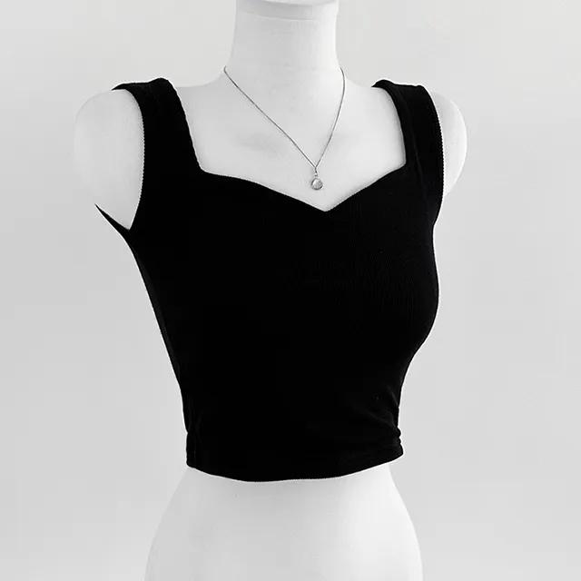 여신핏💘하트넥 스퀘어넥 나시 스판쫀쫀 러블리 스퀘어 슬림 민소매 기본 이너 티셔츠 2color