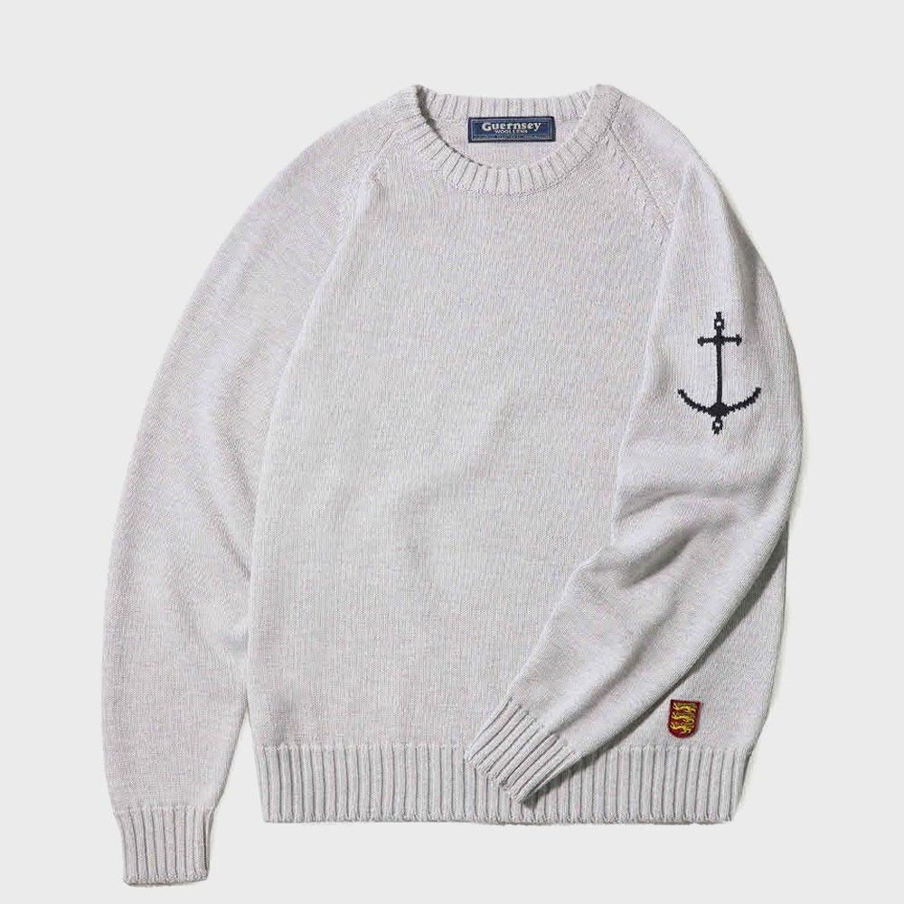 건지울른스 나그랑 크루넥 코튼 스웨터 - 멜란지 그레이