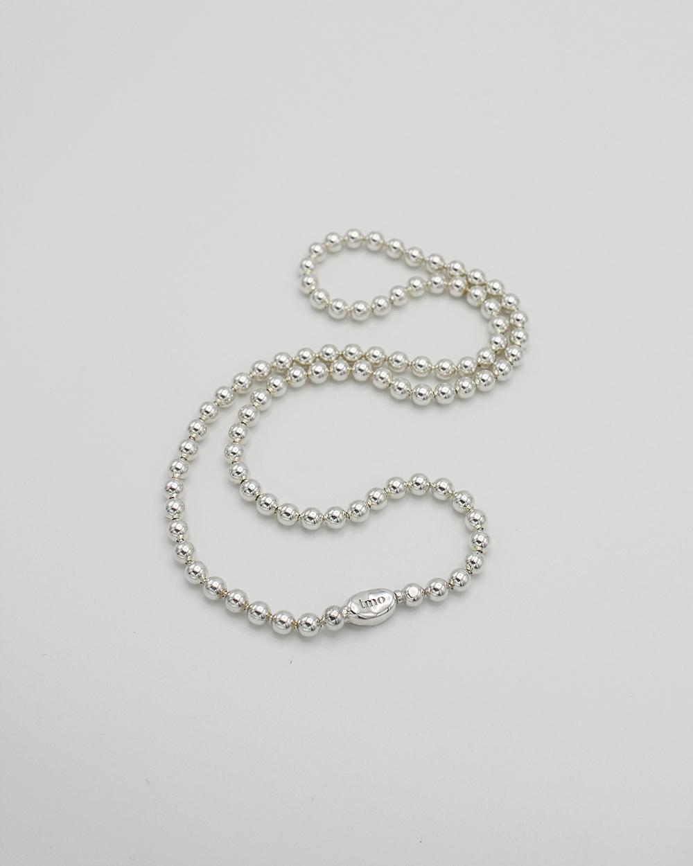 stone lock & 5mm chom-chom ball necklace (92.5% silver)