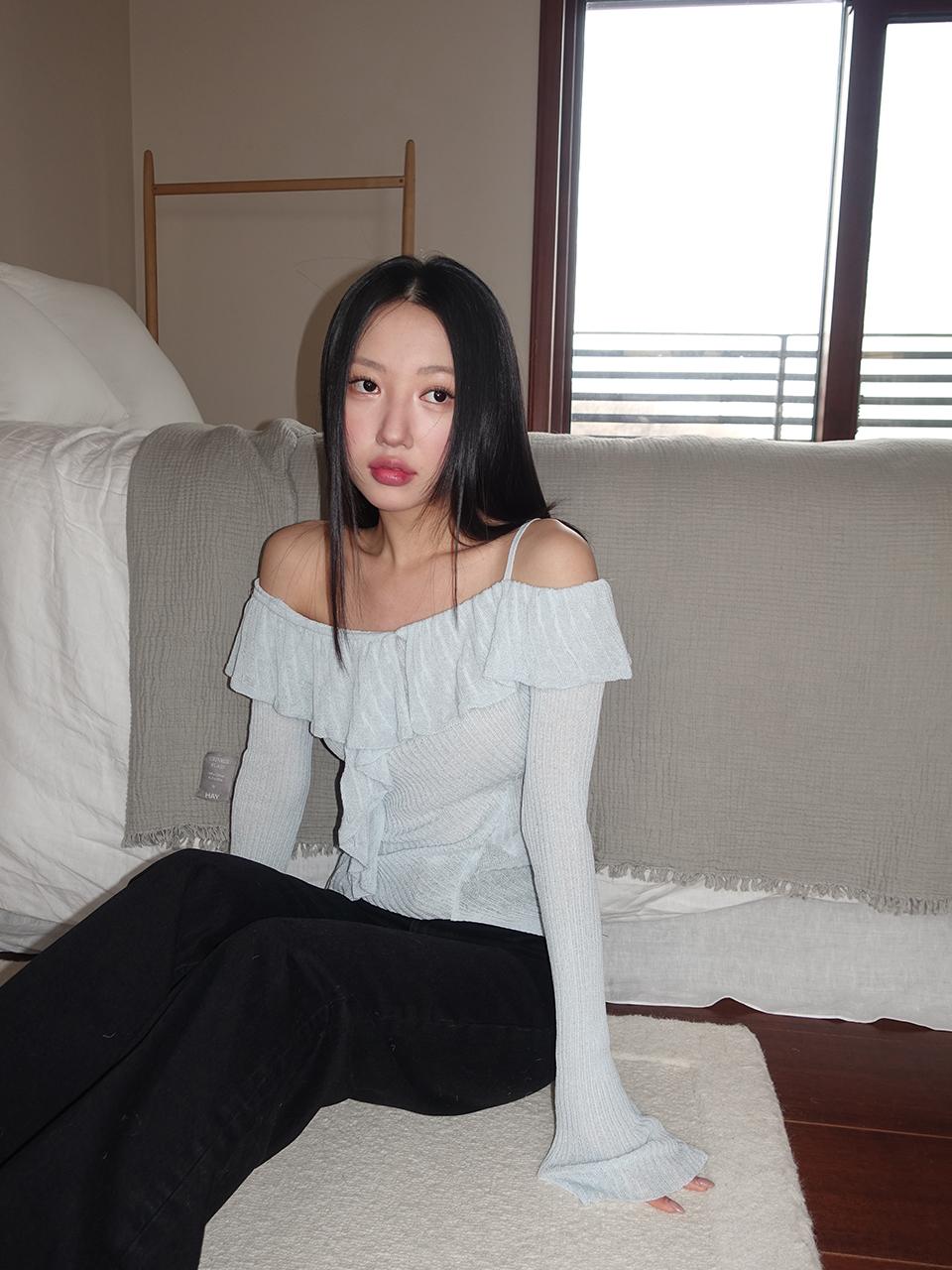 DAZZLING FRILL KNIT [SKY BLUE]