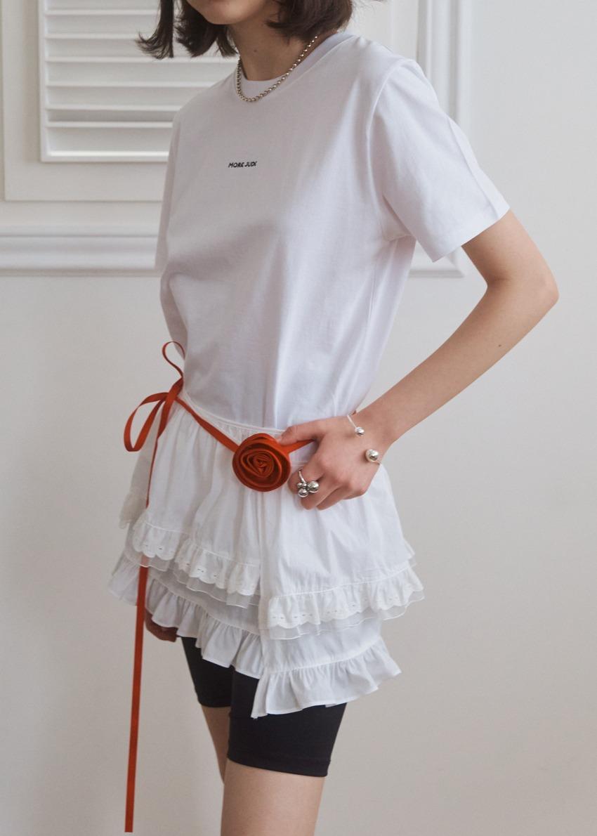 layered wrap ribbon skirt white