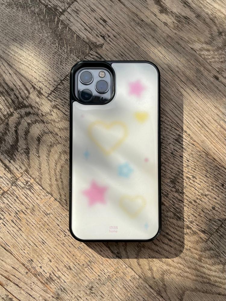 파스텔 하트 별 폰 케이스 [메모패드 증정] 자체제작 에폭시 범퍼 스트라이프 러블리 귀여운 아이폰 갤럭시 케이스