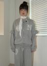 BERRY FRILL WING ZIP-UP HOODIE MELANGE GRAY