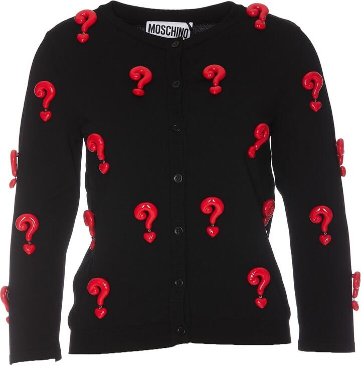 Moschino Stretch Red Question Marks Cardigan - ShopStyle