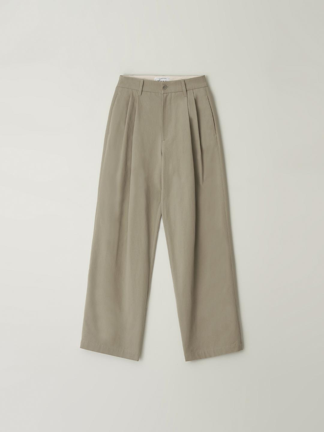 [2nd] L’eau two-tuck wide pants_light khaki