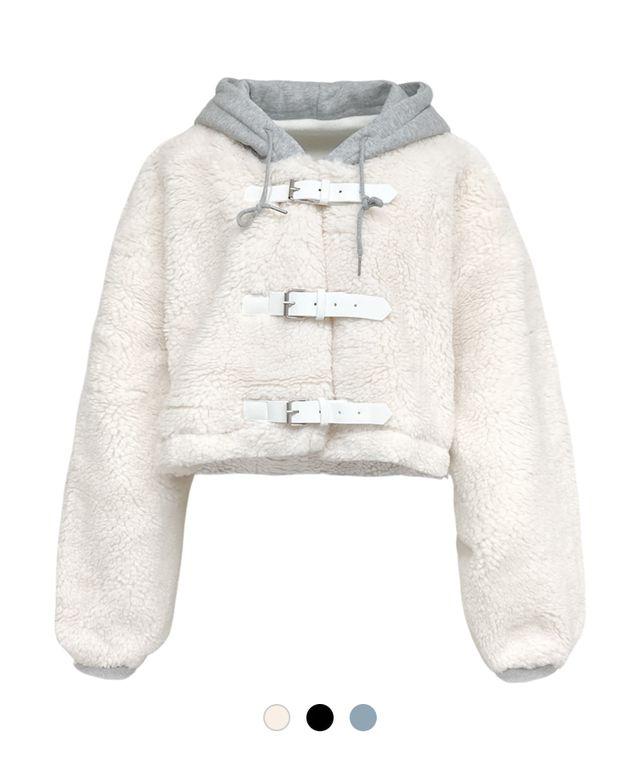 버클 후드 플리스 점퍼