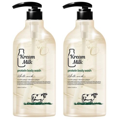 크림밀크 단백질 산양유 바디워시 화이트머스크향, 1100ml, 2개 - 바디워시/스크럽/입욕용품 | 쿠팡