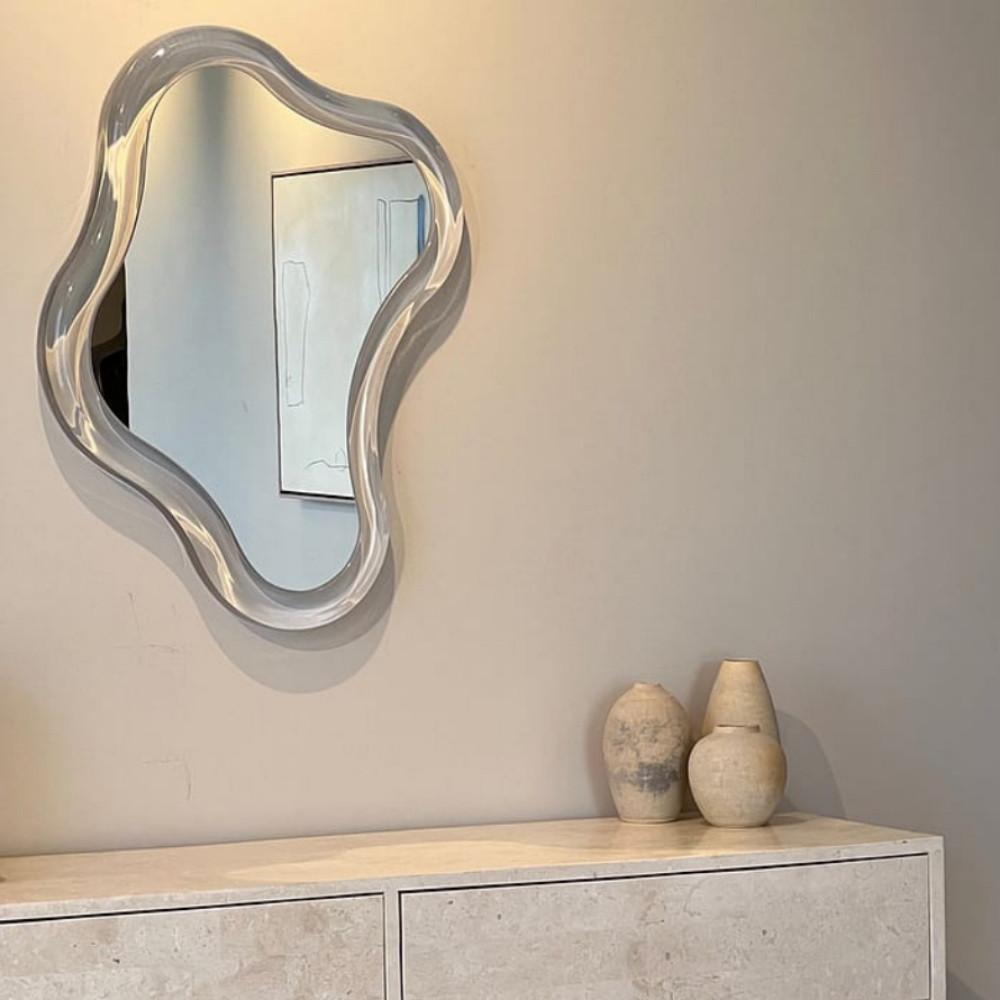 아크릴 물결 거울 화장대 비정형 웨이브 카페 인테리어