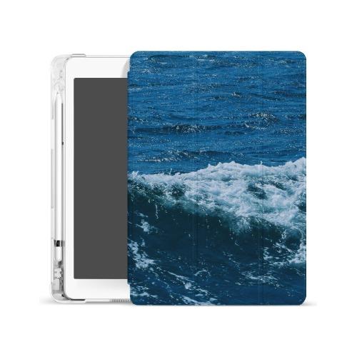 [아이패드 케이스] Seas the day 파란색 파도, 하늘색 바다, 갈색 윤슬