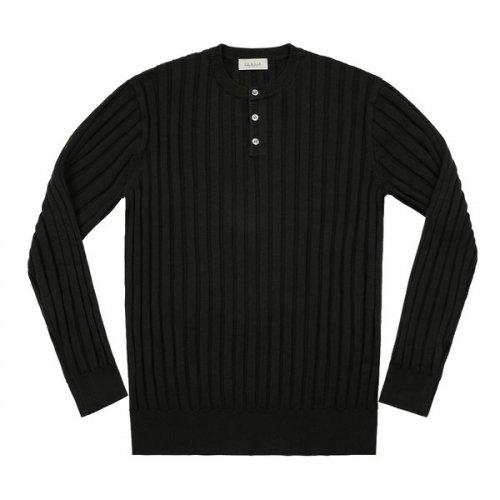 Reverse Henly neck Knit (Black)