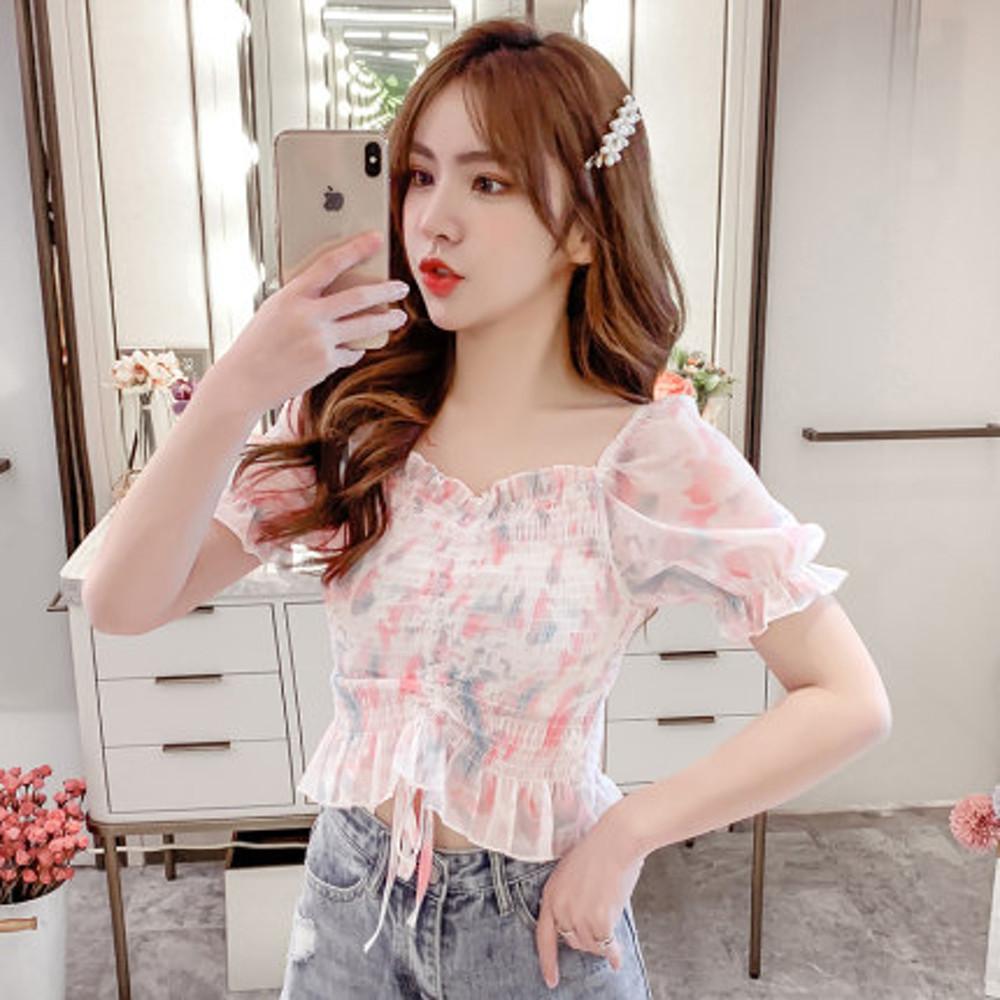 프릴블라우스 러블 셔츠 여름 한국판 쁘띠 쿨맥스 탑