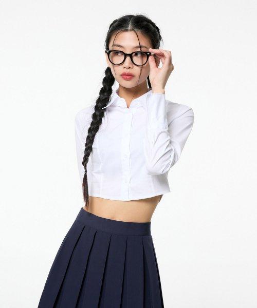 [5303] 슬림 크롭 셔츠 (화이트)