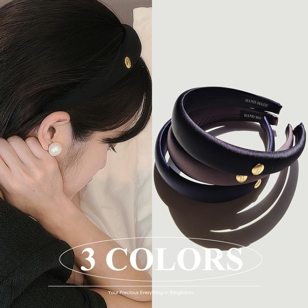 [블링살롱 made/국내제작] 블링살롱 made 핸드메이드 베일 새틴 볼륨 쿠션 헤어밴드 3컬러