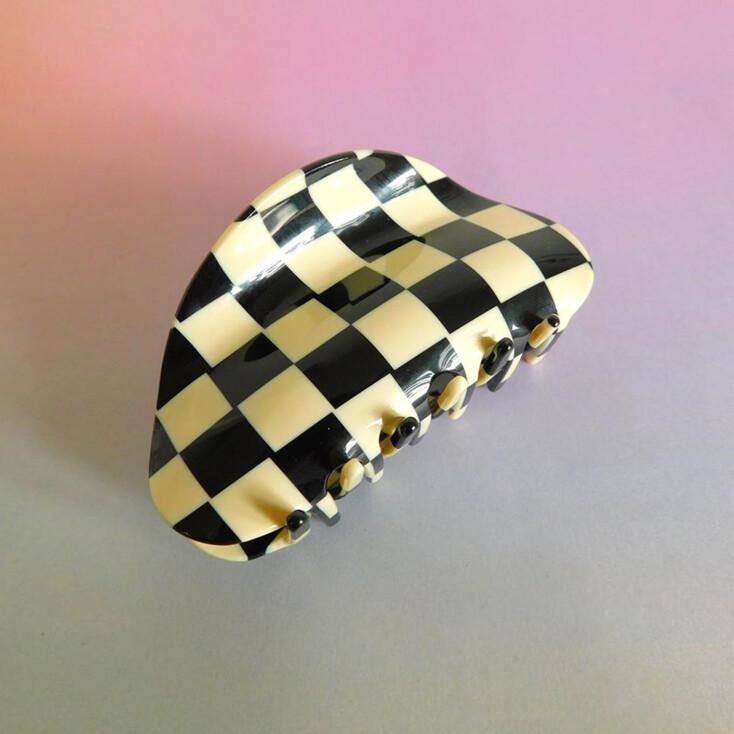 CHUNKS 체커보드 헤어 집게핀-블랙