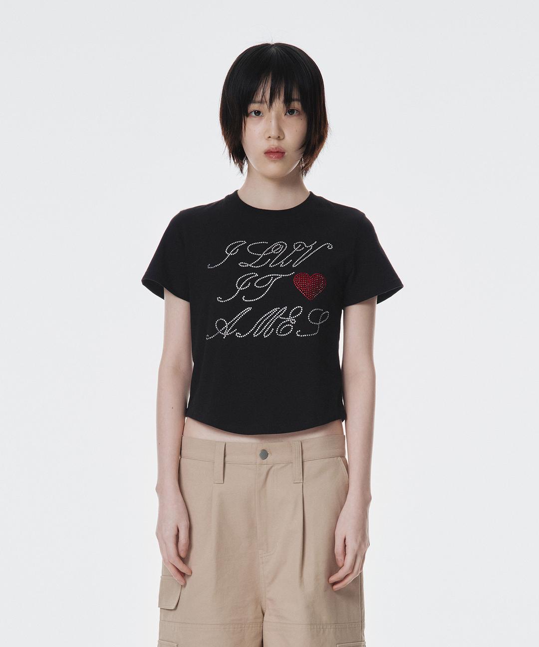 AMES HOTFIX CROP TEE BLACK