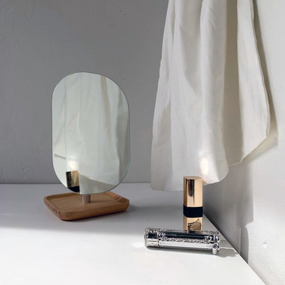 원목 우드 수납 트레이 탁상 거울 1P