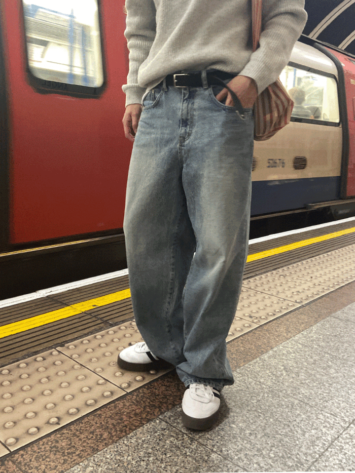 (사계절/구디션추천/당일발송/주문폭주/라이브방송) beke washed wide denim