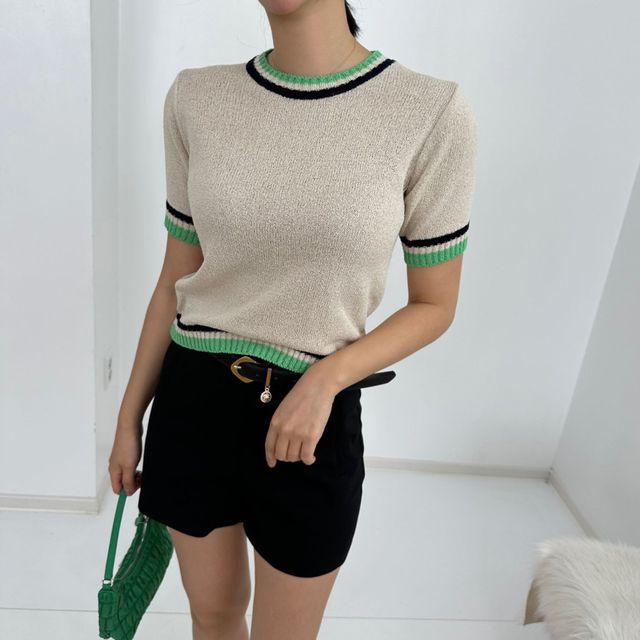 두줄라운드 반팔니트