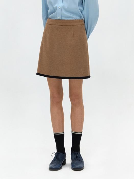 wool blend tweed skirt - brown