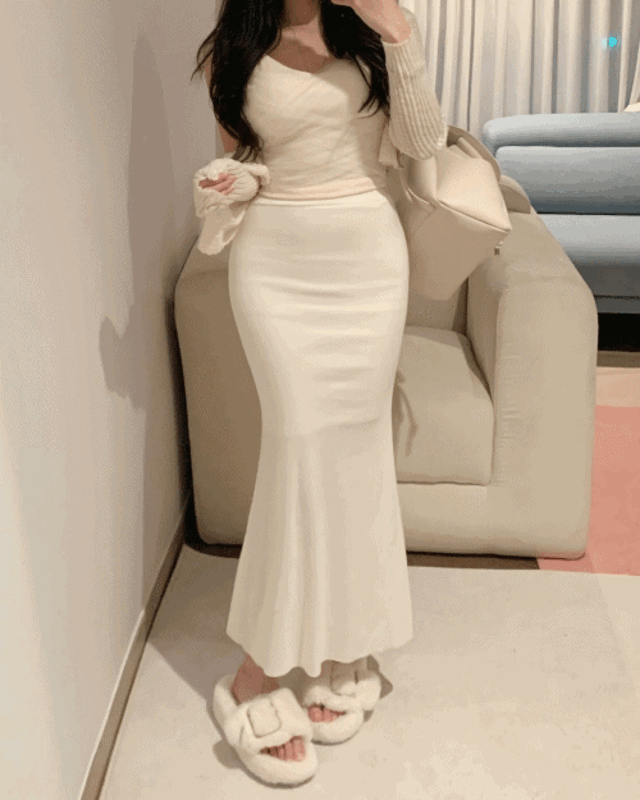 [힙라인예술]비침x 로맨틱 머메이드 롱스커트/5color