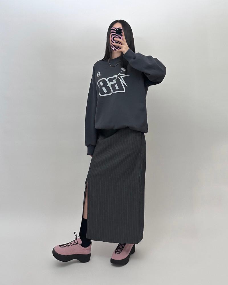 핀 스트라이프 롱스커트