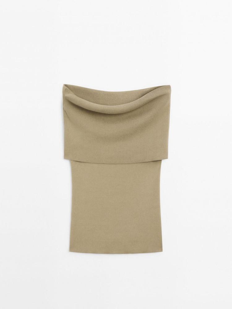 마시모두띠 코튼 혼방 니트 탑 5717/502 GREENISH