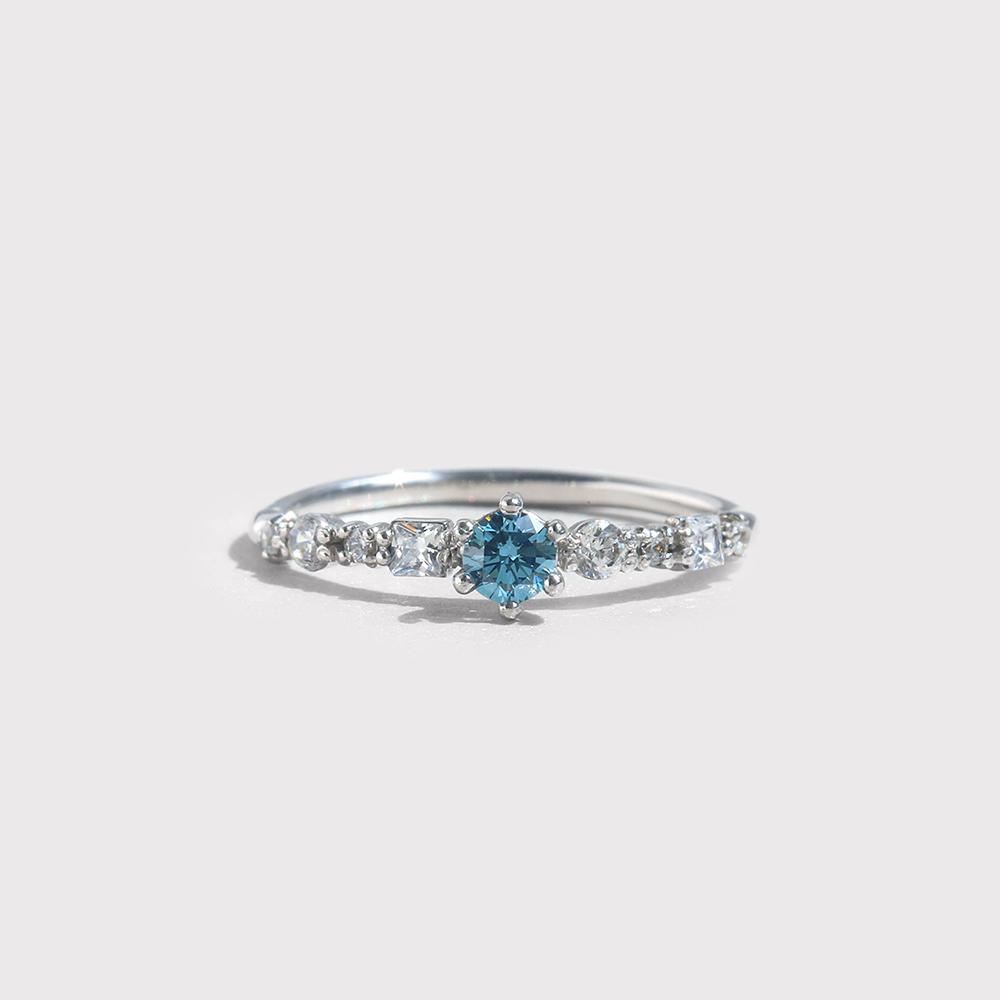 [925silver]쿨 랩그로운 블루다이아몬드링
