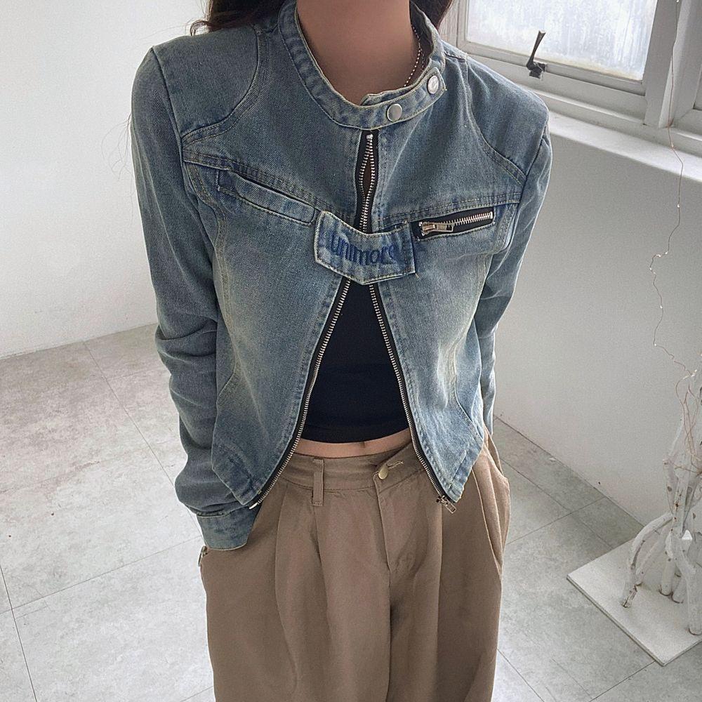 y2k 크롭 레이서 데님 자켓