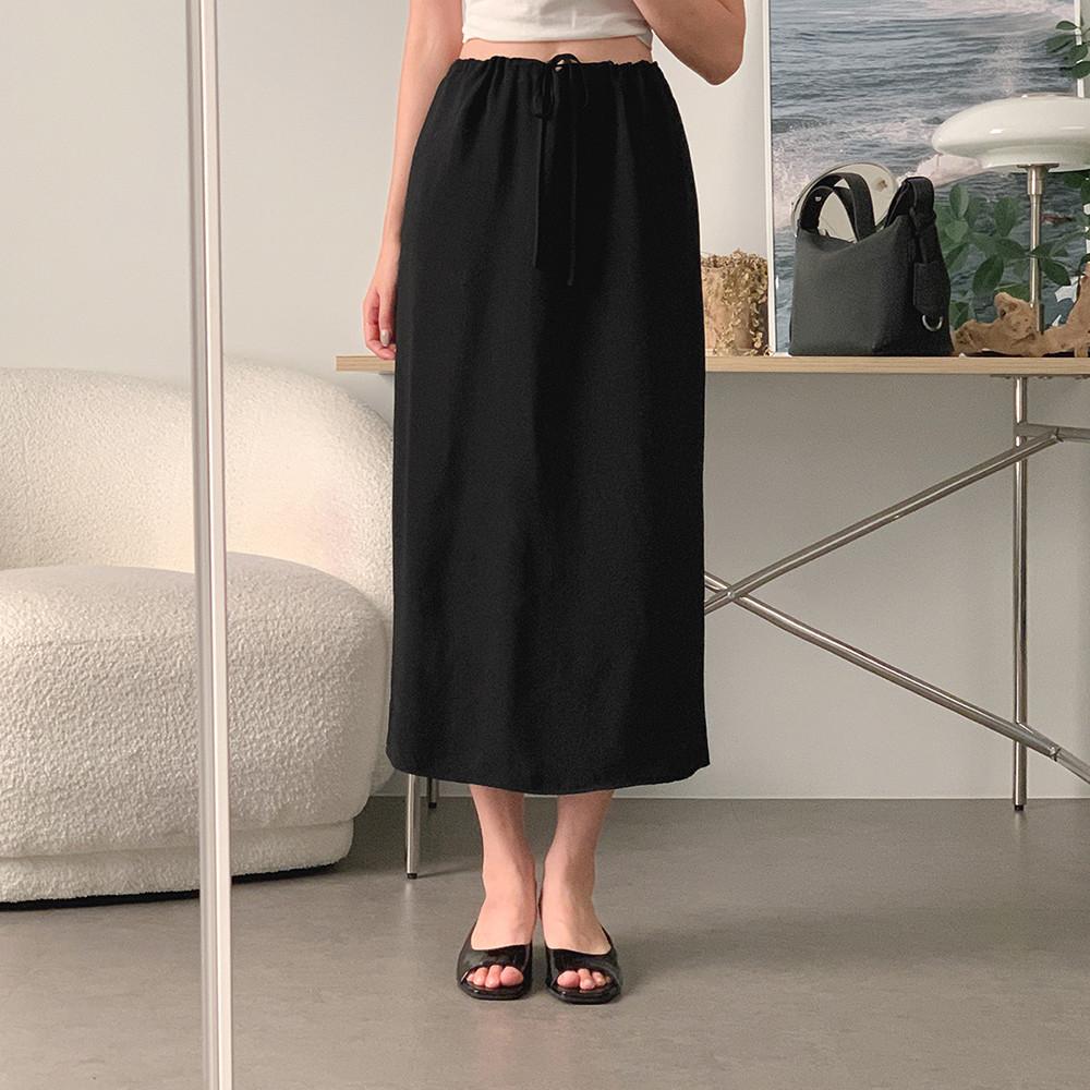 라피엣 H라인 스트랩 롱스커트 (블랙)