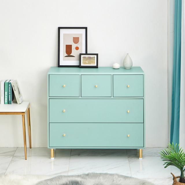 가구정석 디올 민트골드 와이드 3단 서랍장 수납장