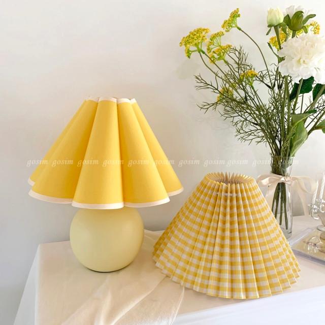 플리츠조명 협탁조명 침대스탠드 옐로우 우드