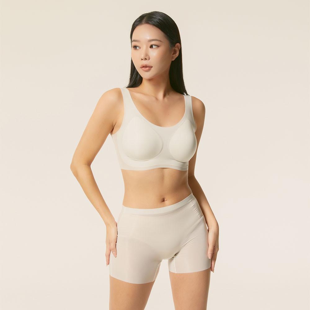 [노와이어] 울트라슬림 44g 브라&24g 네모팬티 빅사이즈 노와이어 심리스 편한속옷 브라팬티세트