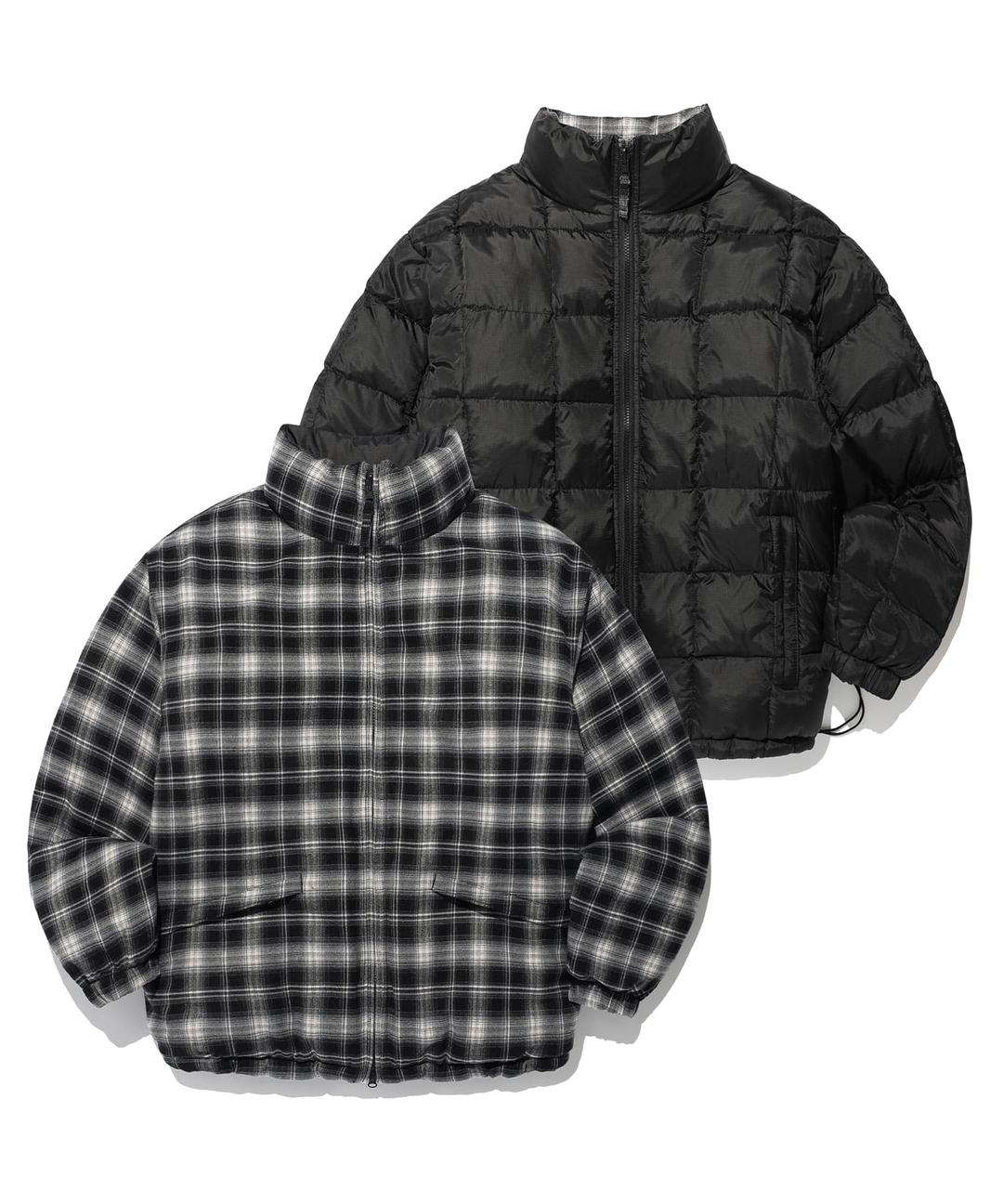 FLANNEL REVERSIBLE PUFFER JACKET_BLACK