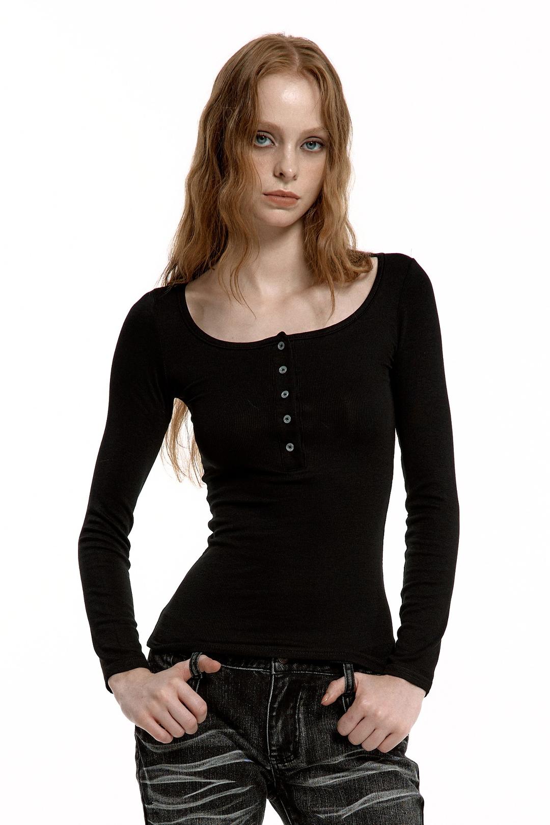 BUTTON LONG SLEEVE BLACK