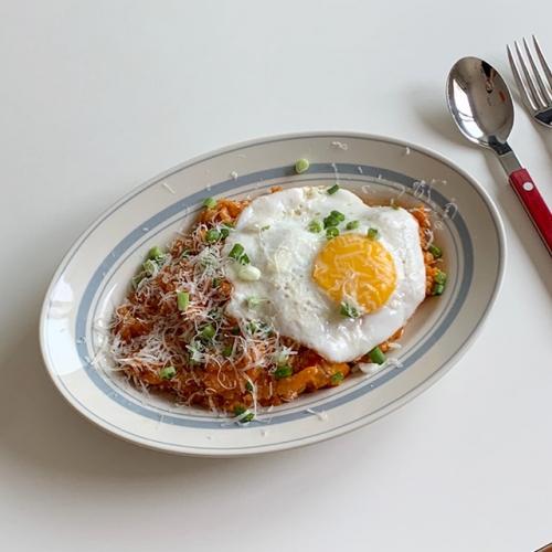 카네수즈 블루그레이 타원 볼 접시