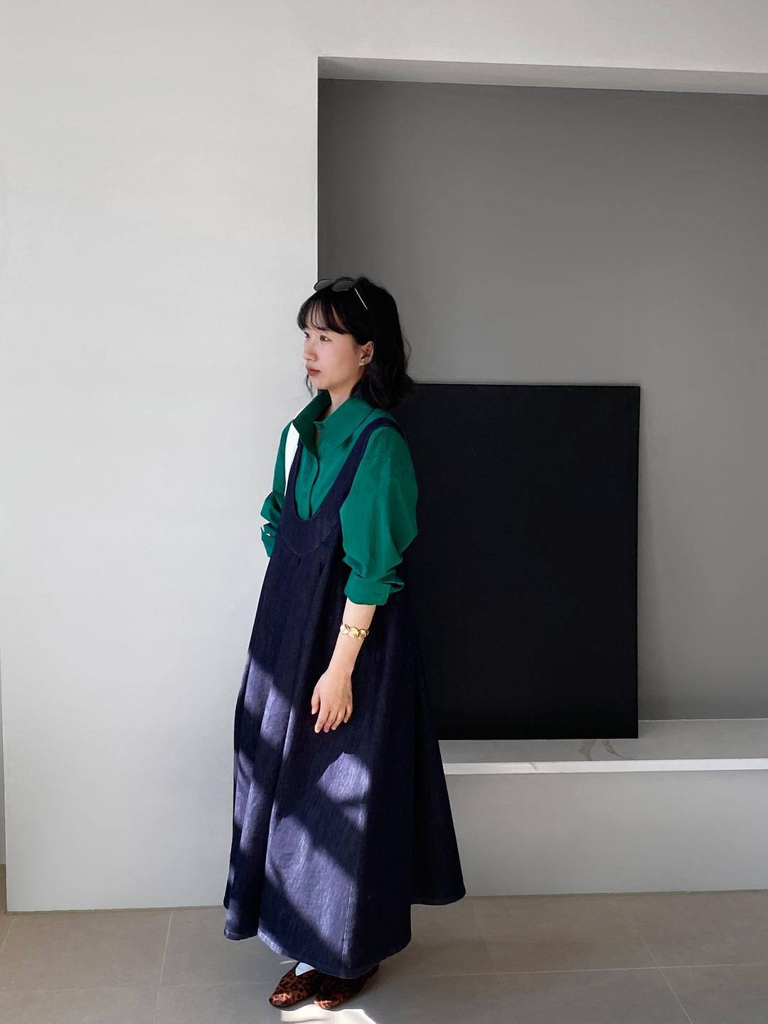 Tori U넥 데님 롱 원피스