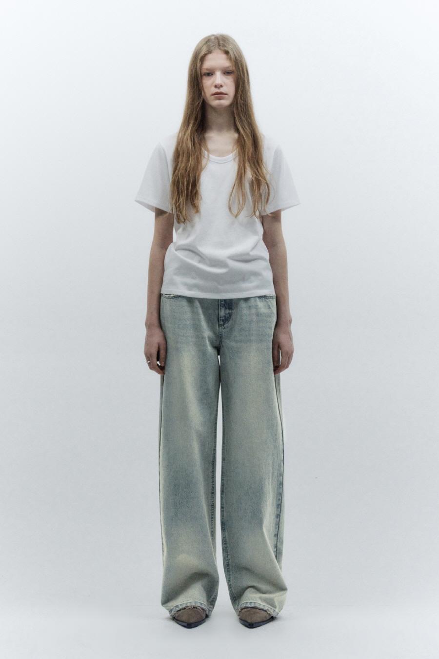 [예약발송]빈티지 와이드 데님 ASH BLUE