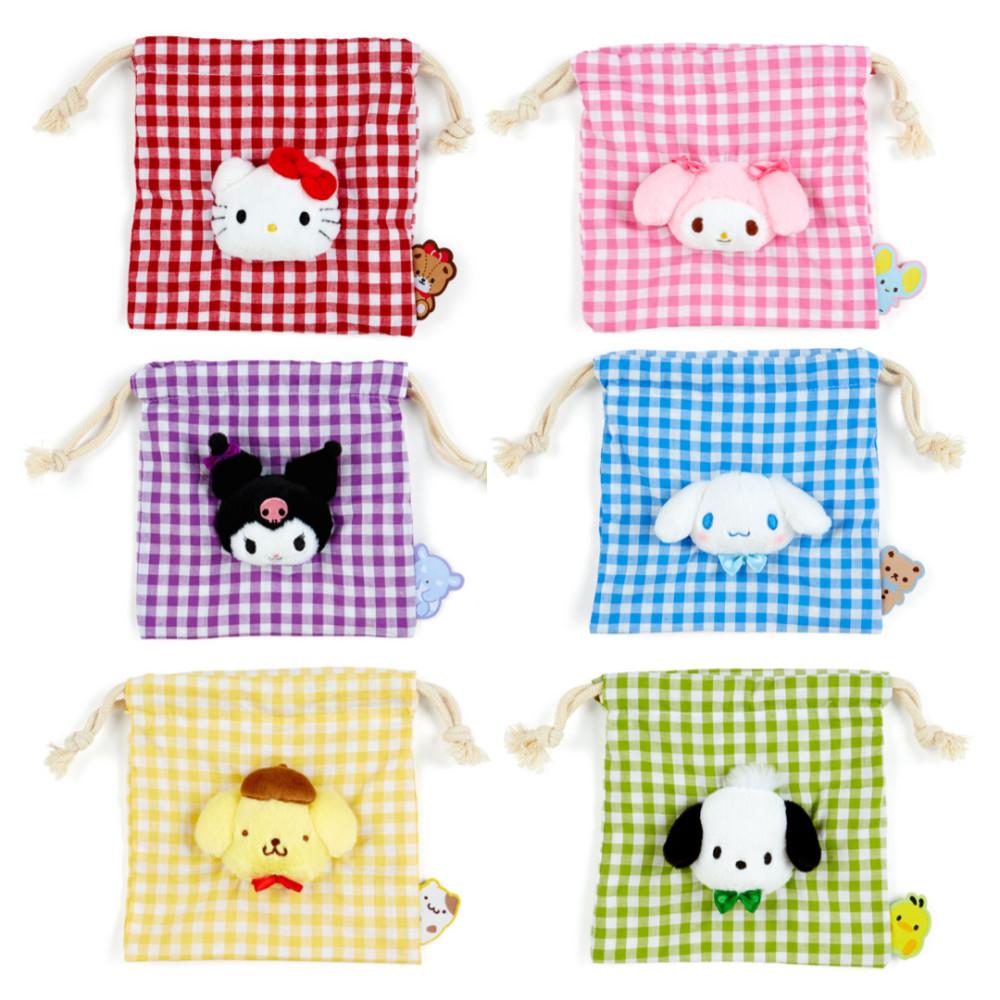 산리오 페이스 조리개 파우치 키티 마이멜로디 쿠로미 시나모롤 폼폼푸린 포챠코