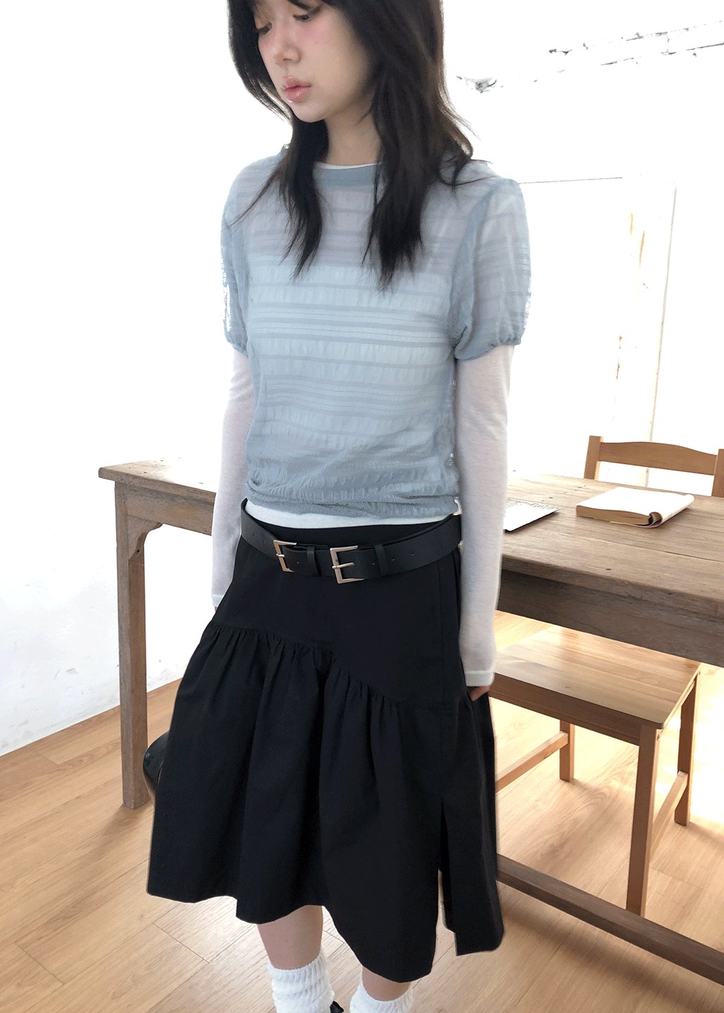 서울베이스드 SEETHROUGH WAVE TEE