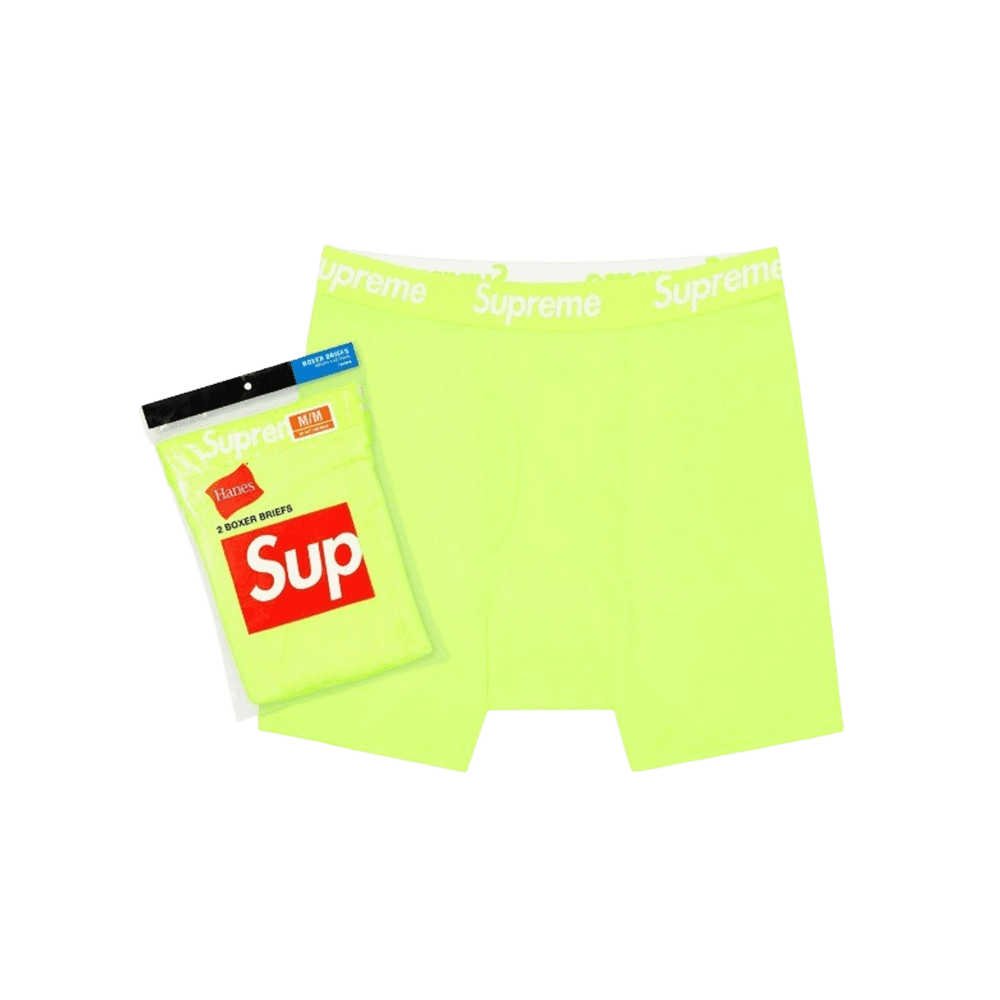 슈프림 헤인즈 박서 브리프 플로레센트 옐로 (2개입) (23SS)