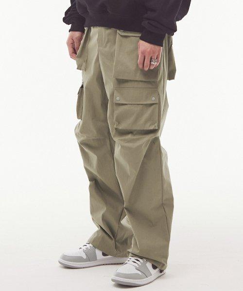 나일론 유틸리티 와이드 멀티 포켓 팬츠