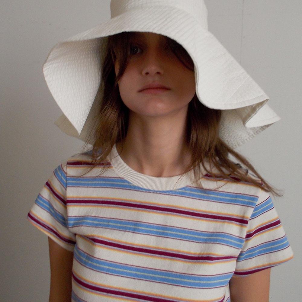 (2COLOR)MULTI STRIPE COTTON T-SHIRT