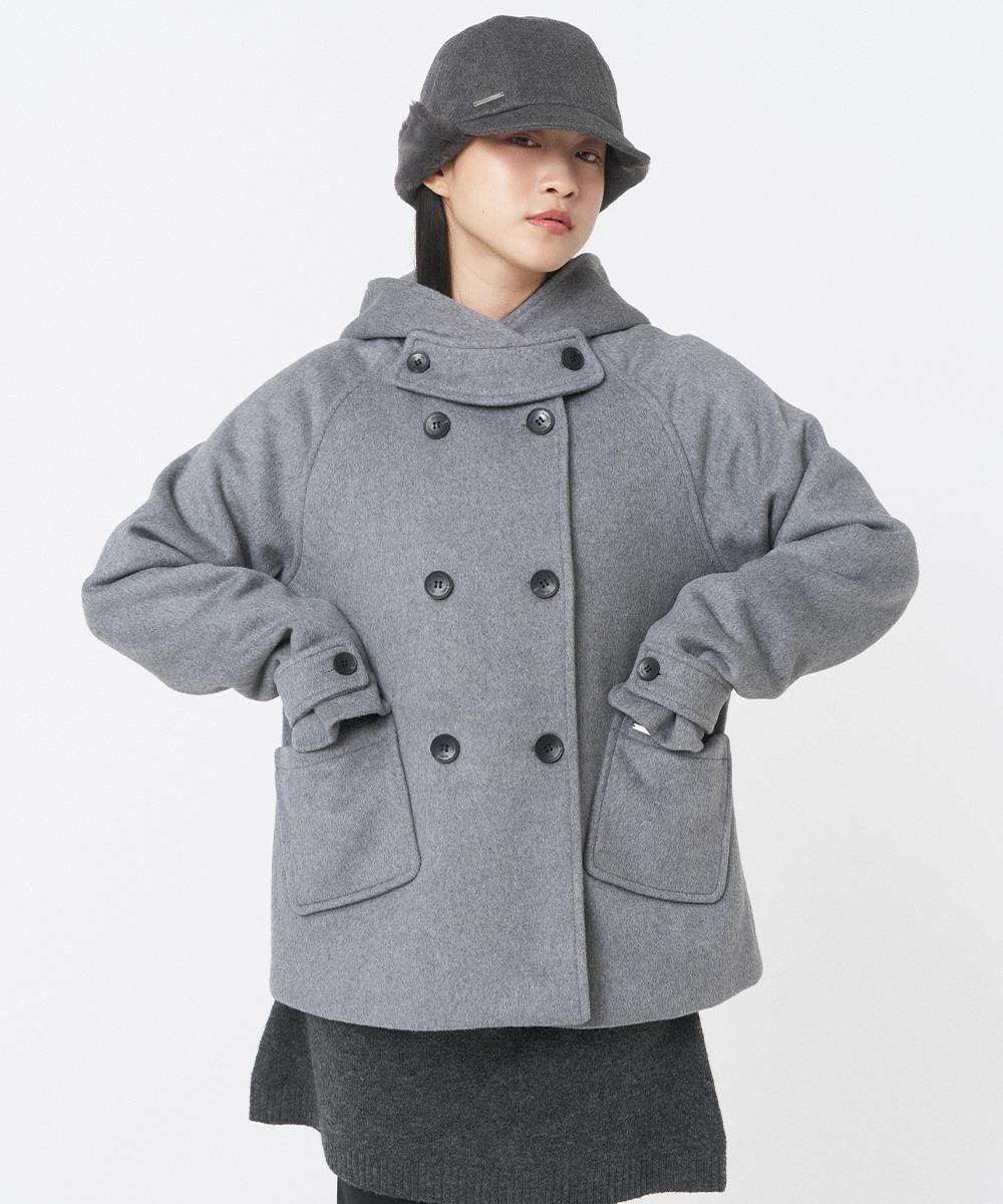 Hoodie double button coat GREY