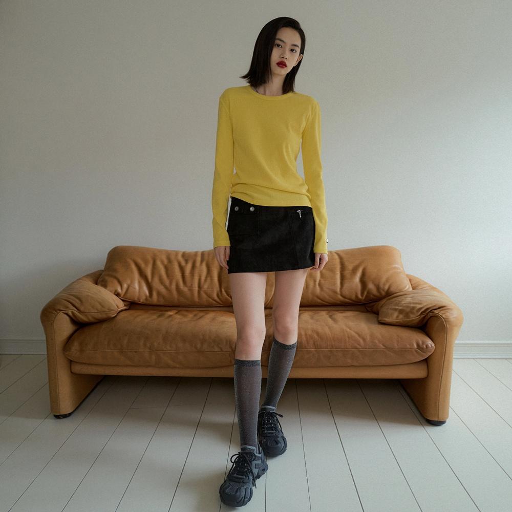 SUEDE MINI SKIRT_BLACK
