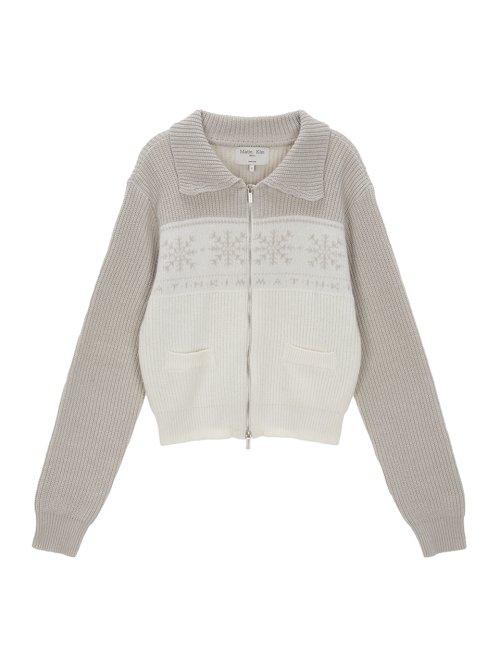 MATIN SNOWFLAKE KNIT ZIP UP IN GREY