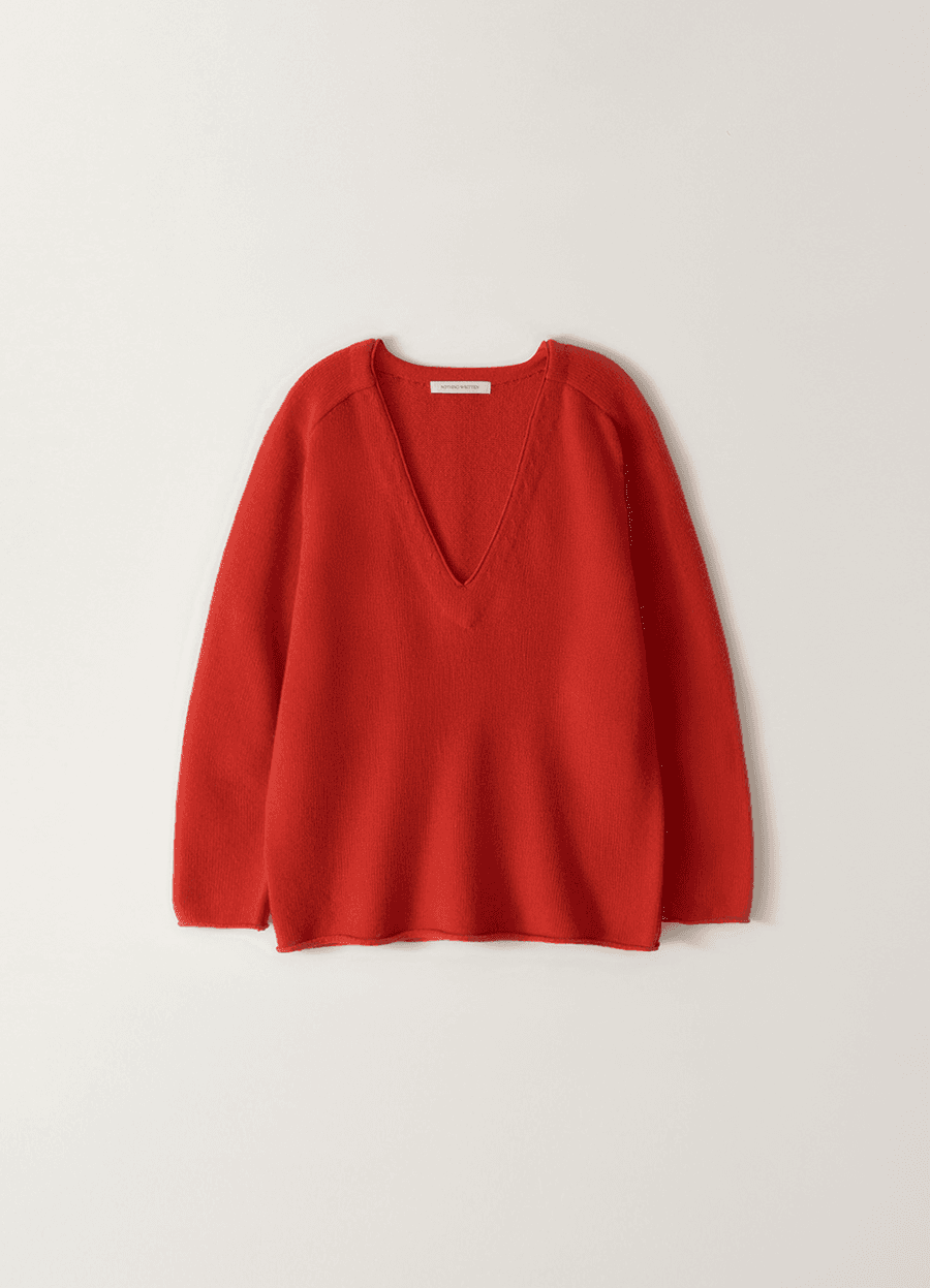 Cerin deep v-neck pullover (Red)