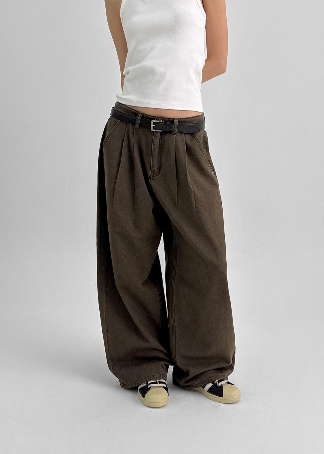 블랙업 [MADE] 버브 투턱 기모 코튼팬츠