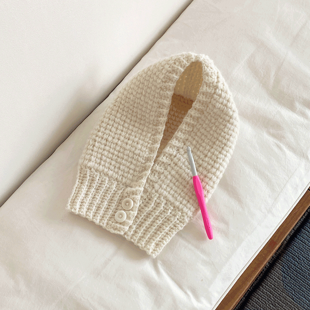 코바늘 단추 바라클라바 (3size) DIY KIT 만들기 키트 겨울 뜨개질 후드 모자