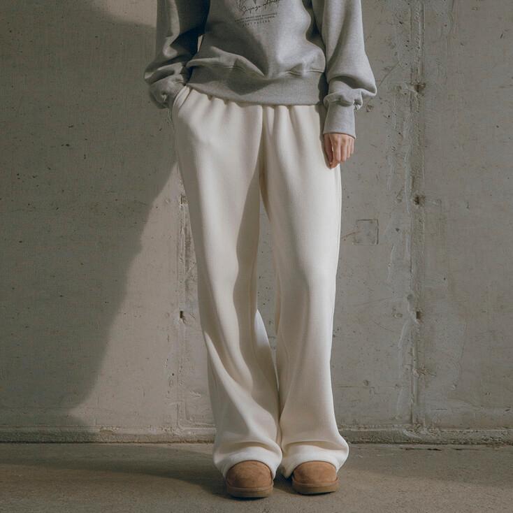 SIPT7097 기모 골지 스웻 팬츠_Cream